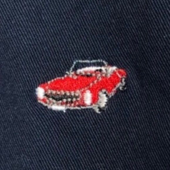 Islandia‎ Blue Men's Navy Khaki Shorts Red Convertible Car Embroidery SZ 36 NWT - Picture 5 of 7